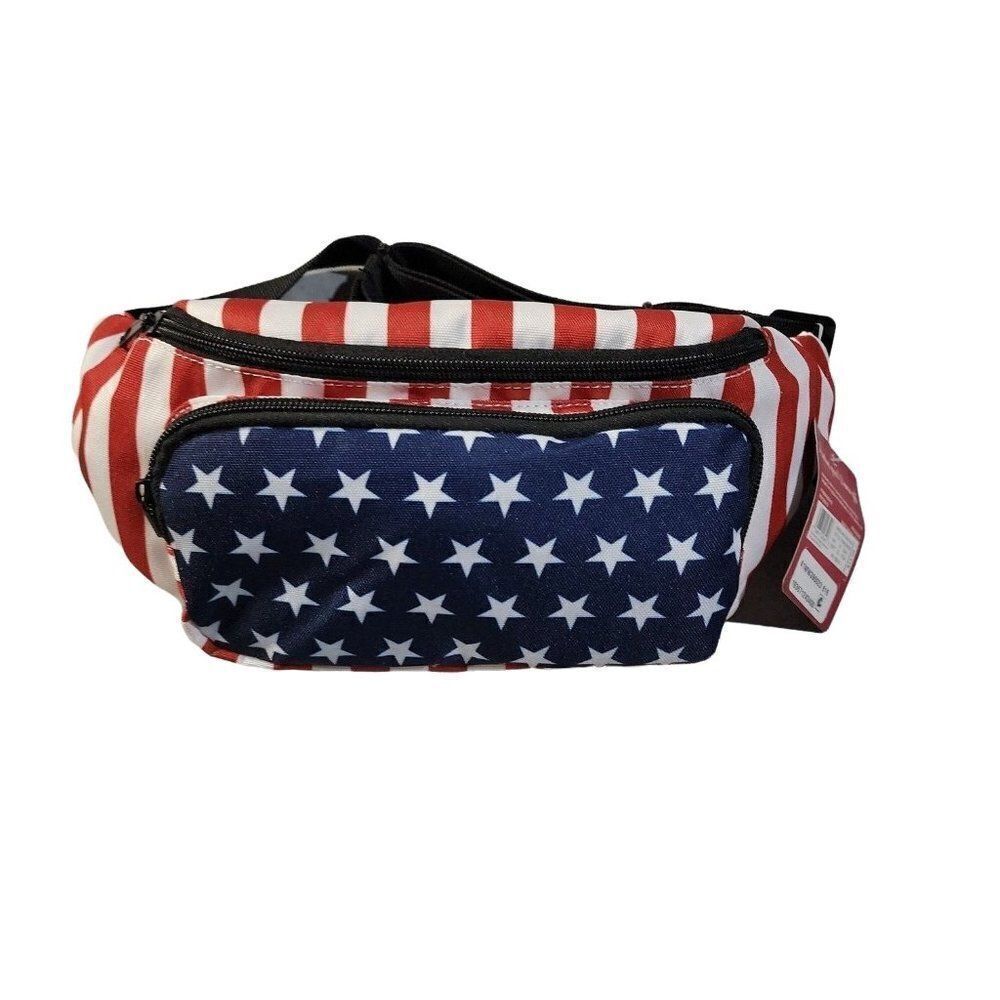 Wemco Womens Multicolor Americana Flag Adjustable Strap Sling Fanny Pack OS